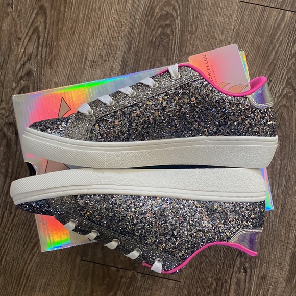 Skechers Shoes Girls Size 6 Sparkle Sneakers Black Youth Lace Up iridescent - Picture 8 of 10